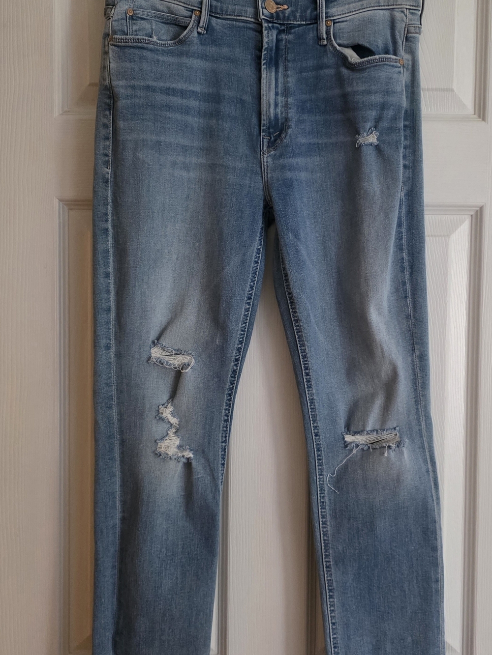 MOTHER The Mid Rise Dazzler Ankle Fray Jeans in Weekend Kitten size 31